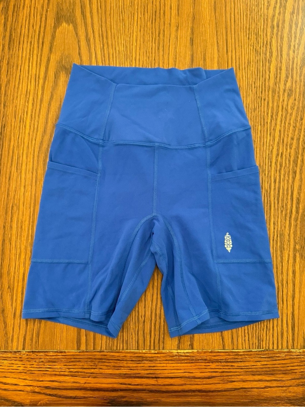 Free People Movement High-Rise Blue Women's Bike Shorts with Side Pockets